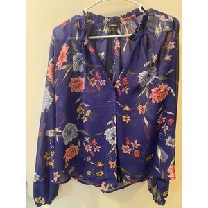 Express Floral Printed Button Up Blouse